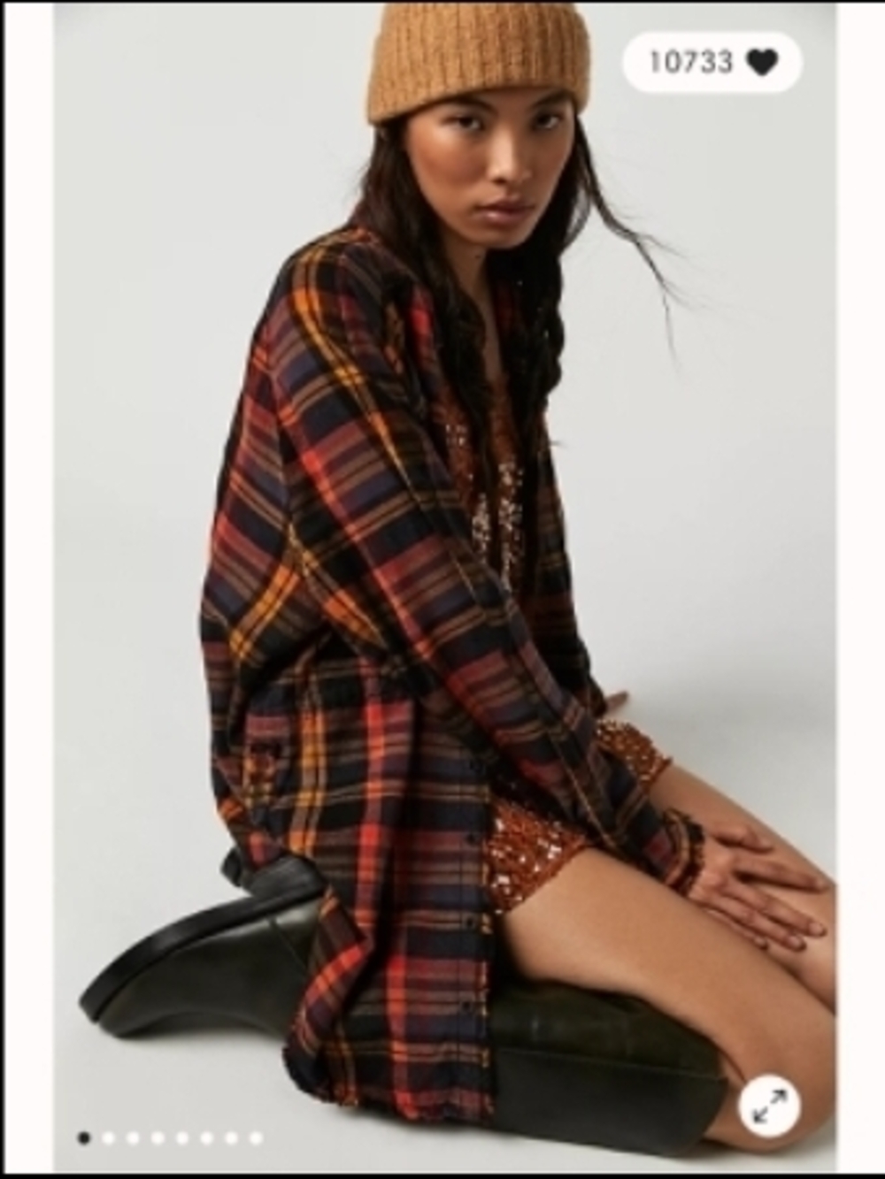 We The Free People Summer Daydream Plaid Oversized Flannel Shirt In Grunge - Picture 3 of 16